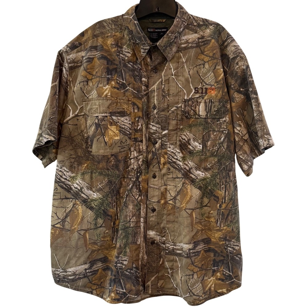 5.11 Tactical Pro Mens XL Realtree Xtra Camo Short Sleeve Ripstop Vented Shirt